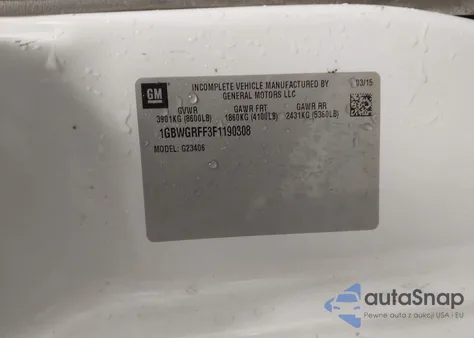 2015 Chevrolet Express 2500 Lt from USA, damaged, VIN 1GBWGRFF3F1190308